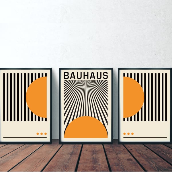Set of 3 Bauhaus Art Prints, Gallery Wall Prints, Bauhaus Set of 3 Art Posters