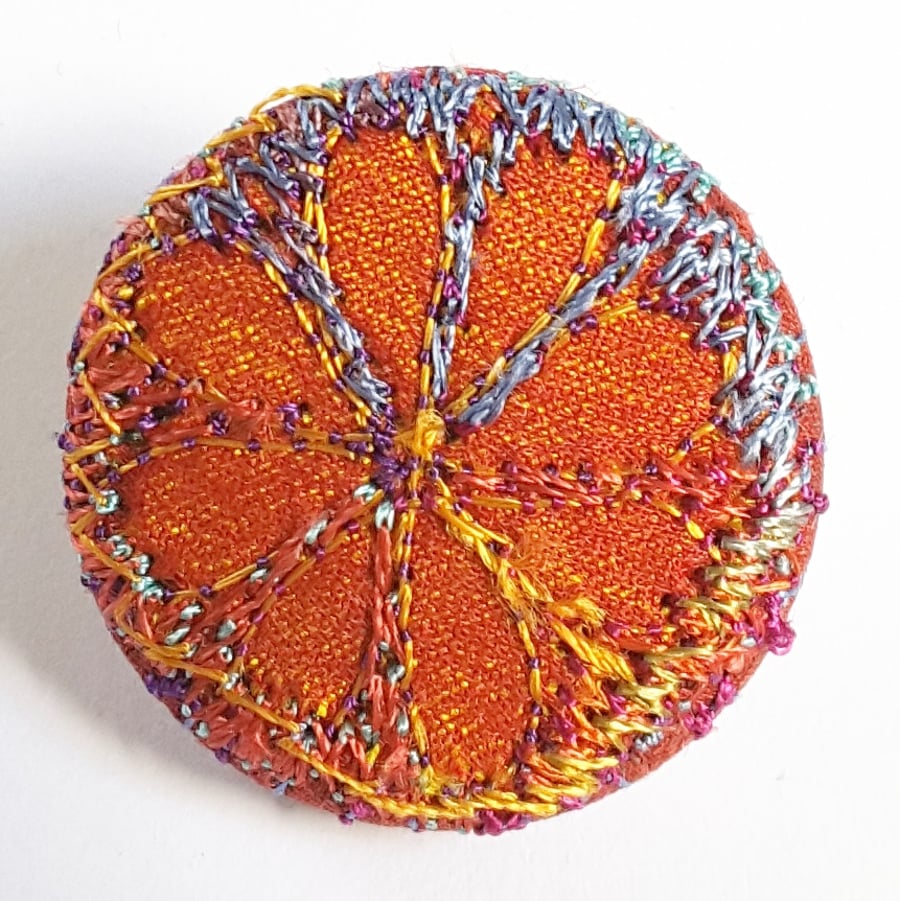 Buttons 1 inch button Hand Dyed Silks and Cottons Free Machine Embroidery Button