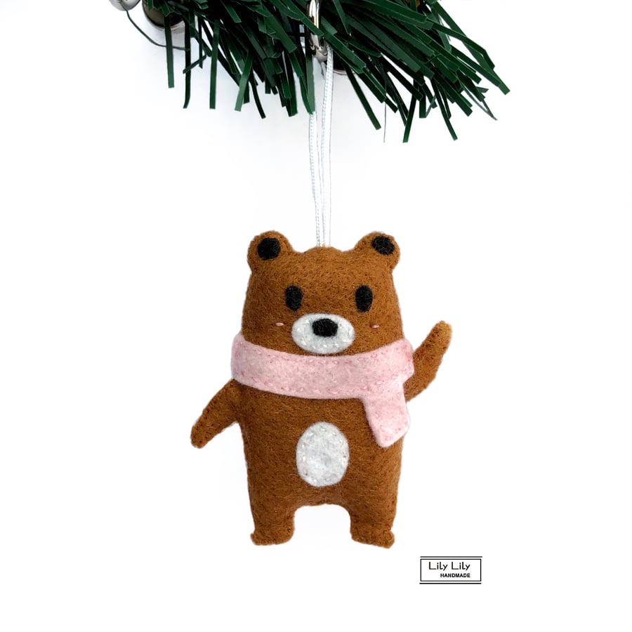 SOLD Darcey, Brown Bear Christmas tree decoration by Lily Lily Handmade