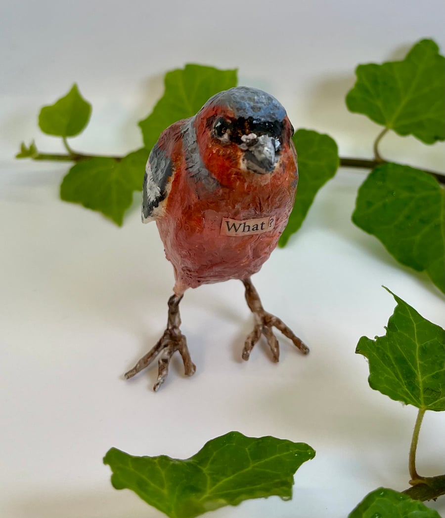 Papier mache Chaffinch bird sculpture original art work 