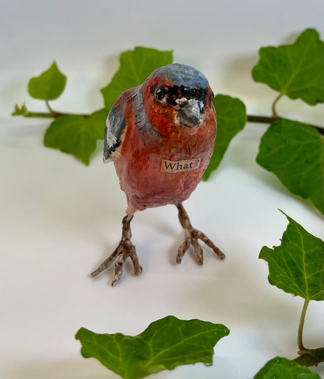 Papier mache Chaffinch bird sculpture original art work 