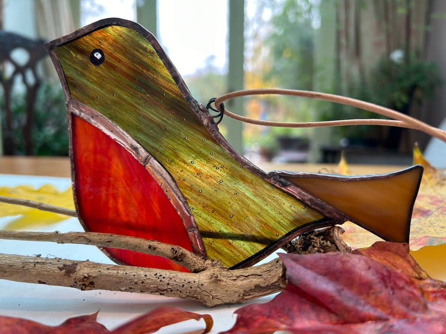 Stained glass Robin