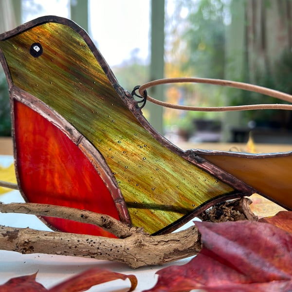 Stained glass Robin