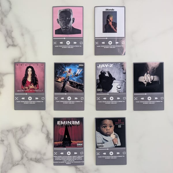 Custom Album Cover Stickers Music Lyrics Decal Set 8 Personalised Artists