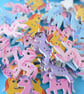 Wooden Yellow Unicorn Buttons  6pk 30x15mm approx. (U6) - Image 3
