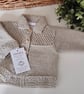 Designer Merino Wool Hand Knitted Baby Jacket & Matching Booties Set 0-3 months  - Image 3
