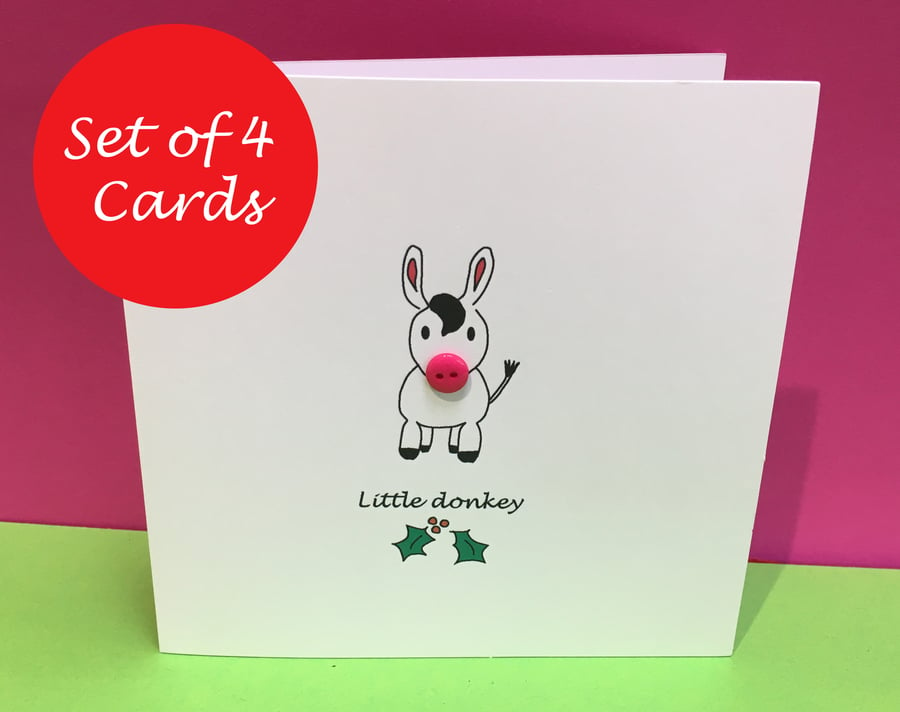Christmas Card Set of 4 - Little Donkey