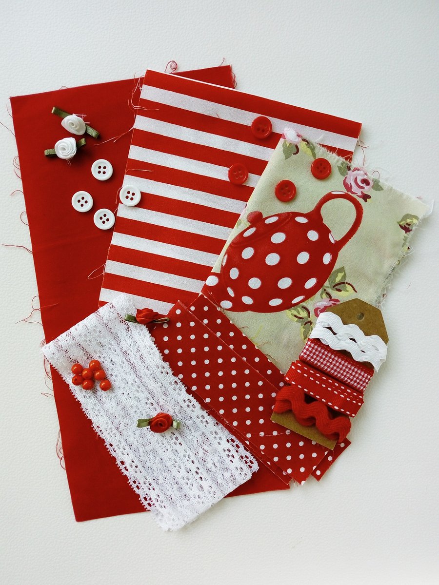 Candy Cane Fabric and Embellishments Pack, Crafting, Sewing, Makers, Supplies
