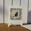 Little Black Cat hand-stitched miniature on card - good luck!