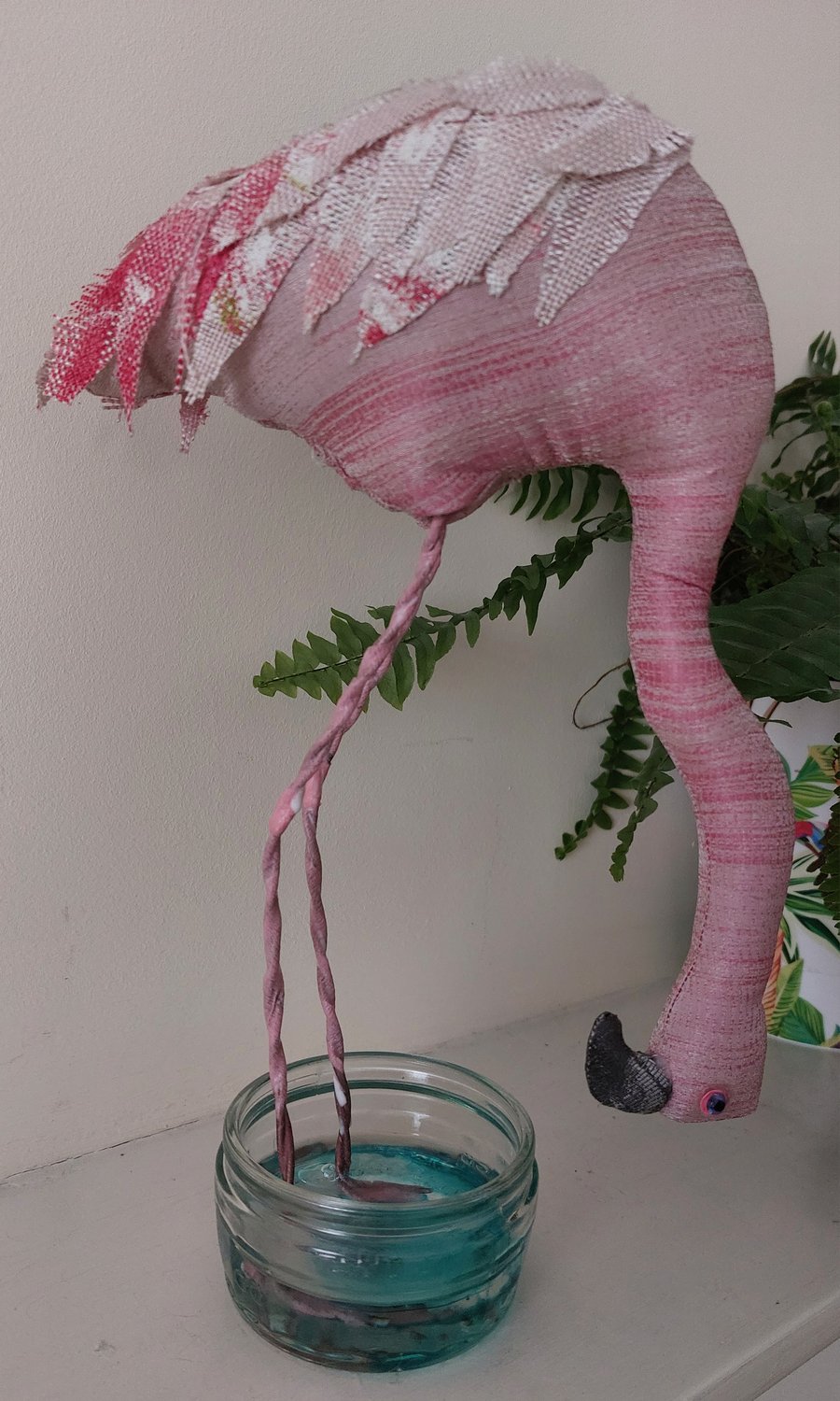 Flamingo inspired soft sculpture ornament decoration 