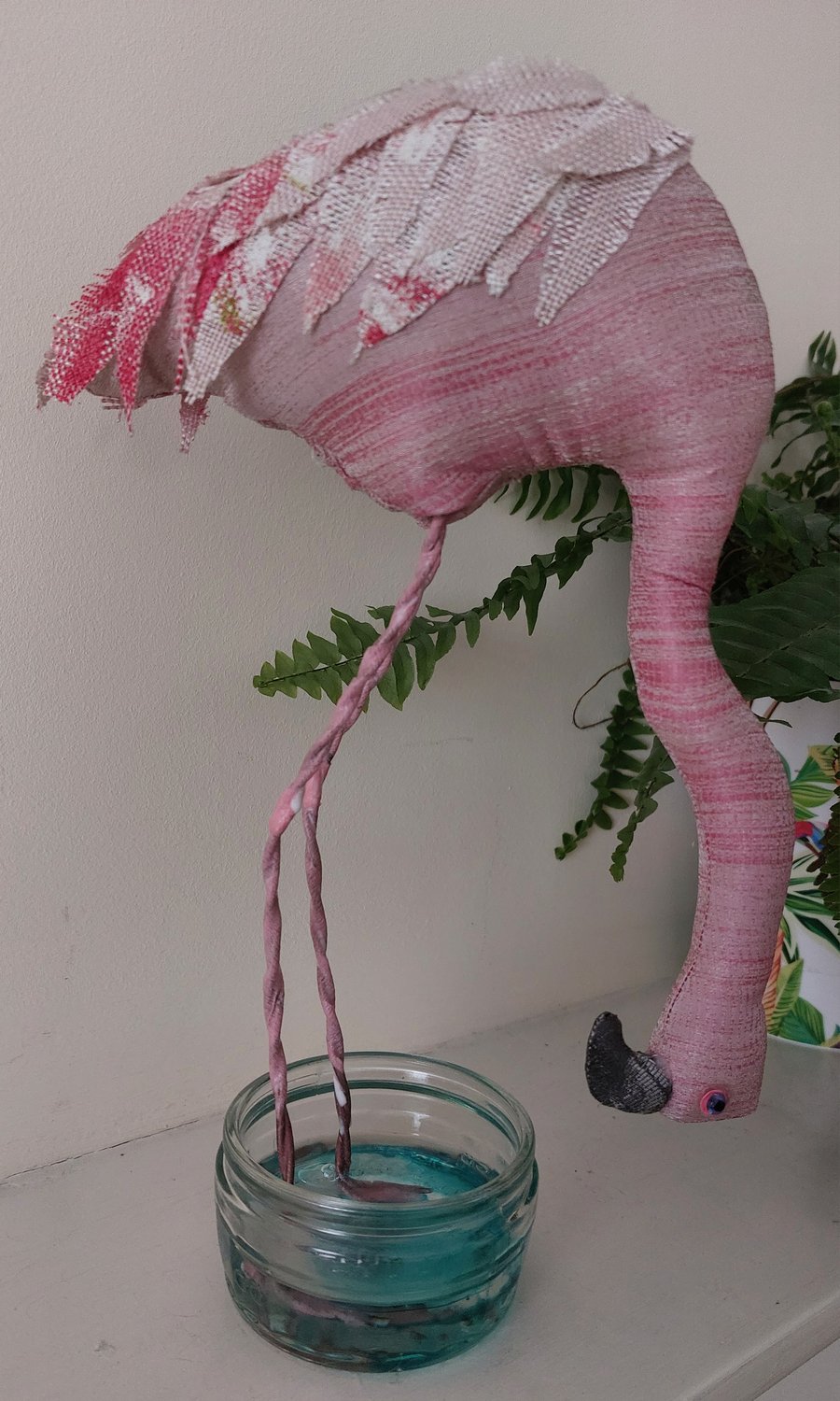 Flamingo inspired soft sculpture