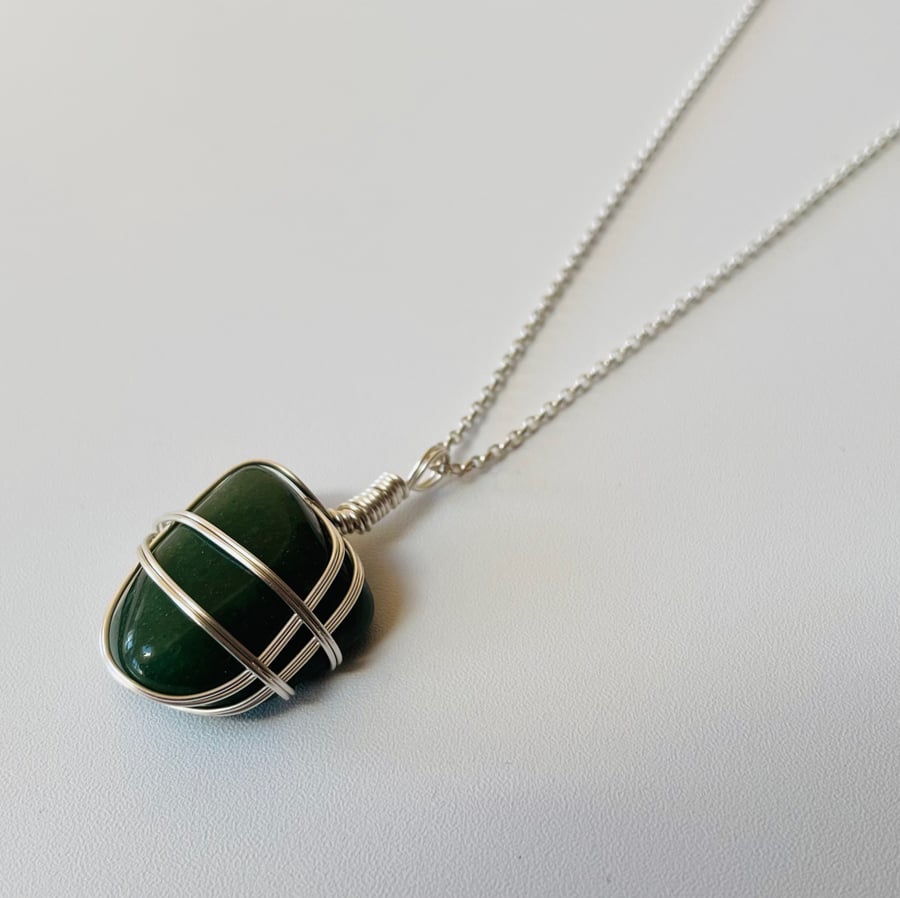 Green Aventurine wire wrapped pendant