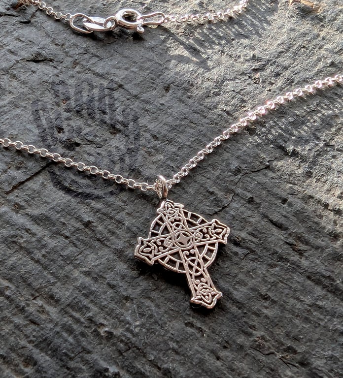 Recycled Sterling Silver Celtic Cross Pendant