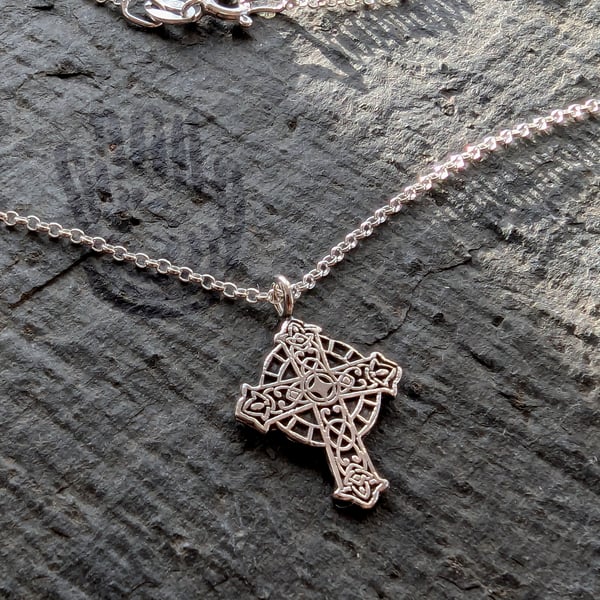 Recycled Sterling Silver Celtic Cross Pendant
