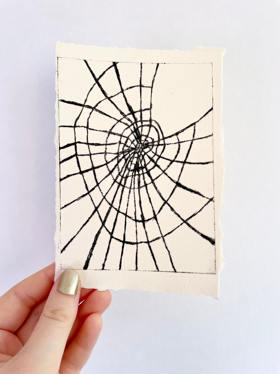 Spider’s Web Handmade Drypoint A6 Print