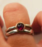 Rhodolite Garnet Ring - Sterling Silver Gold Bezel - Size K - Image 7