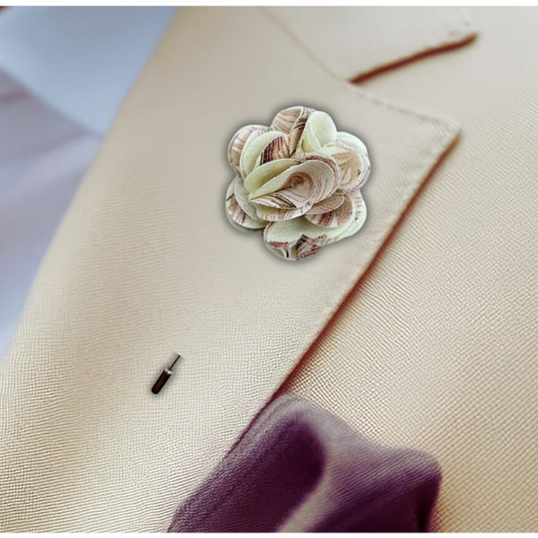 Flower Lapel Pin, Cream Flower, Wedding Buttonhole 