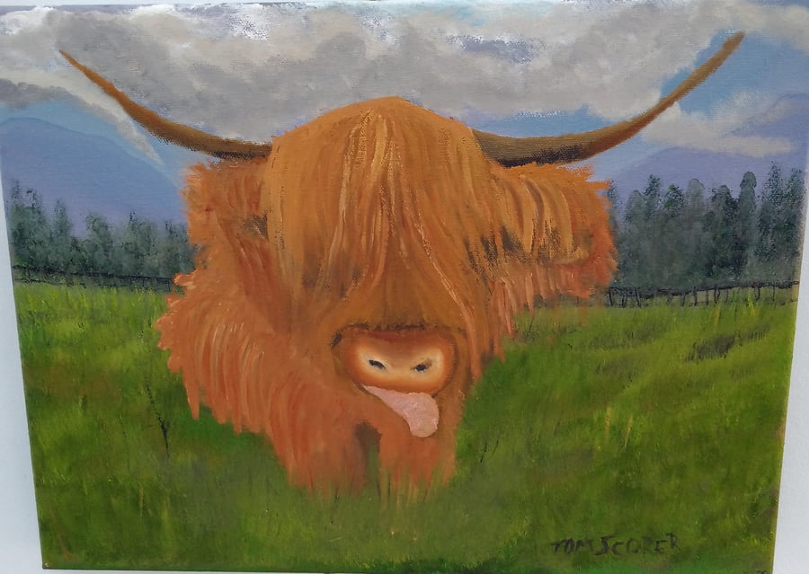 Original Painting, Highland Cow, Wall art, Oil Painting