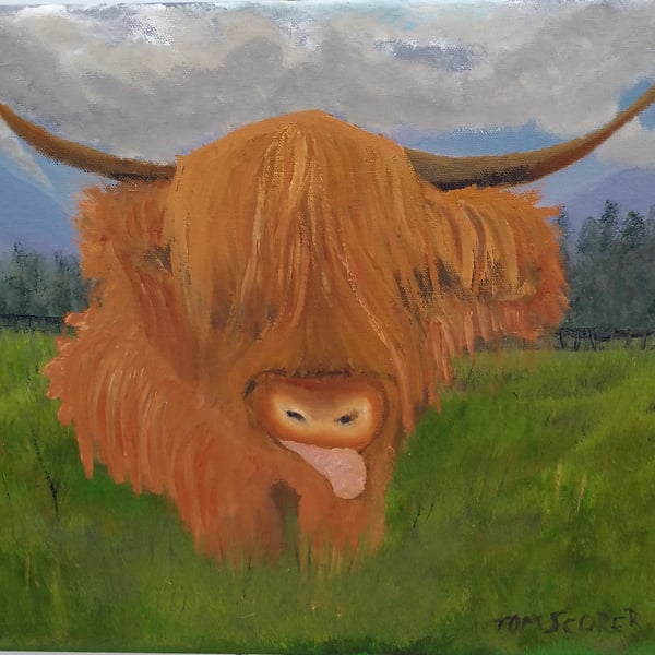Original Painting, Highland Cow, Wall art, Oil Painting