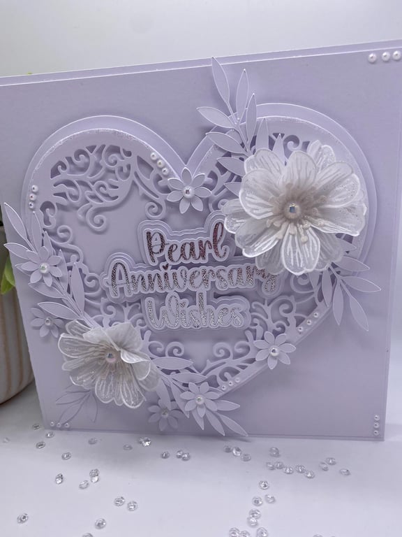 BRAND NEW Personalised - Luxury 30th Pearl Wedding anniversary card boxed