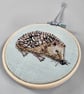 Hedgehog mini hoop, handmade hanging decoration, embroidered - Image 3