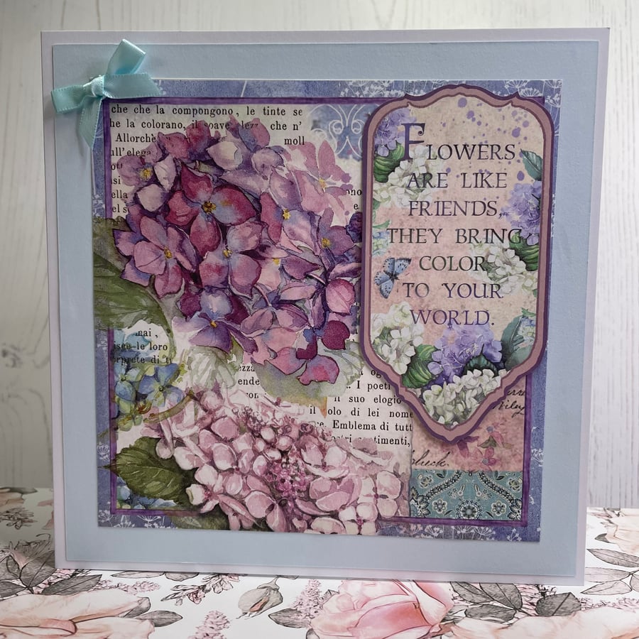 Greeting Card - Hortensia -Design 3 - by Carolee Crafts - C168