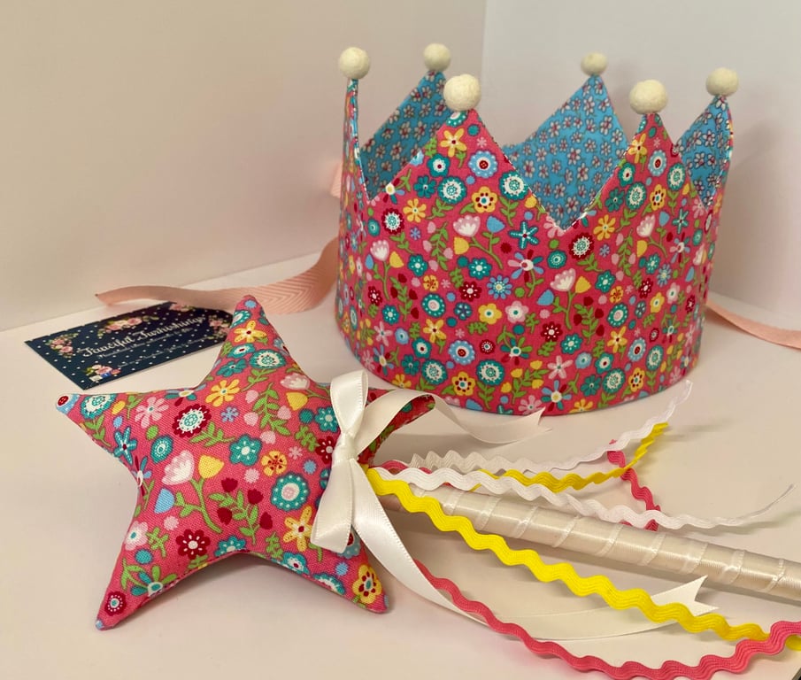 Child’s Fabric Crown & Wand Set   