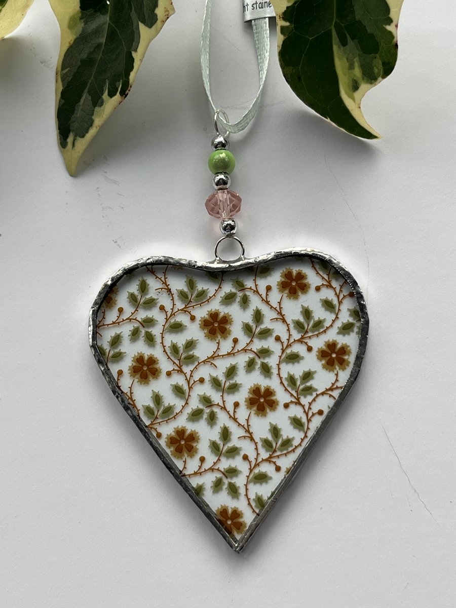 Stained Glass Ribbon Heart Suncatcher Decoration 