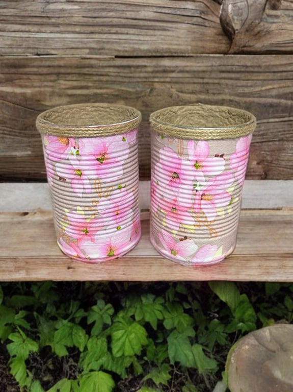 Cherry blossom Handmade Recycled Eco-Friendly Indoor Kitchen Herb Gift Set