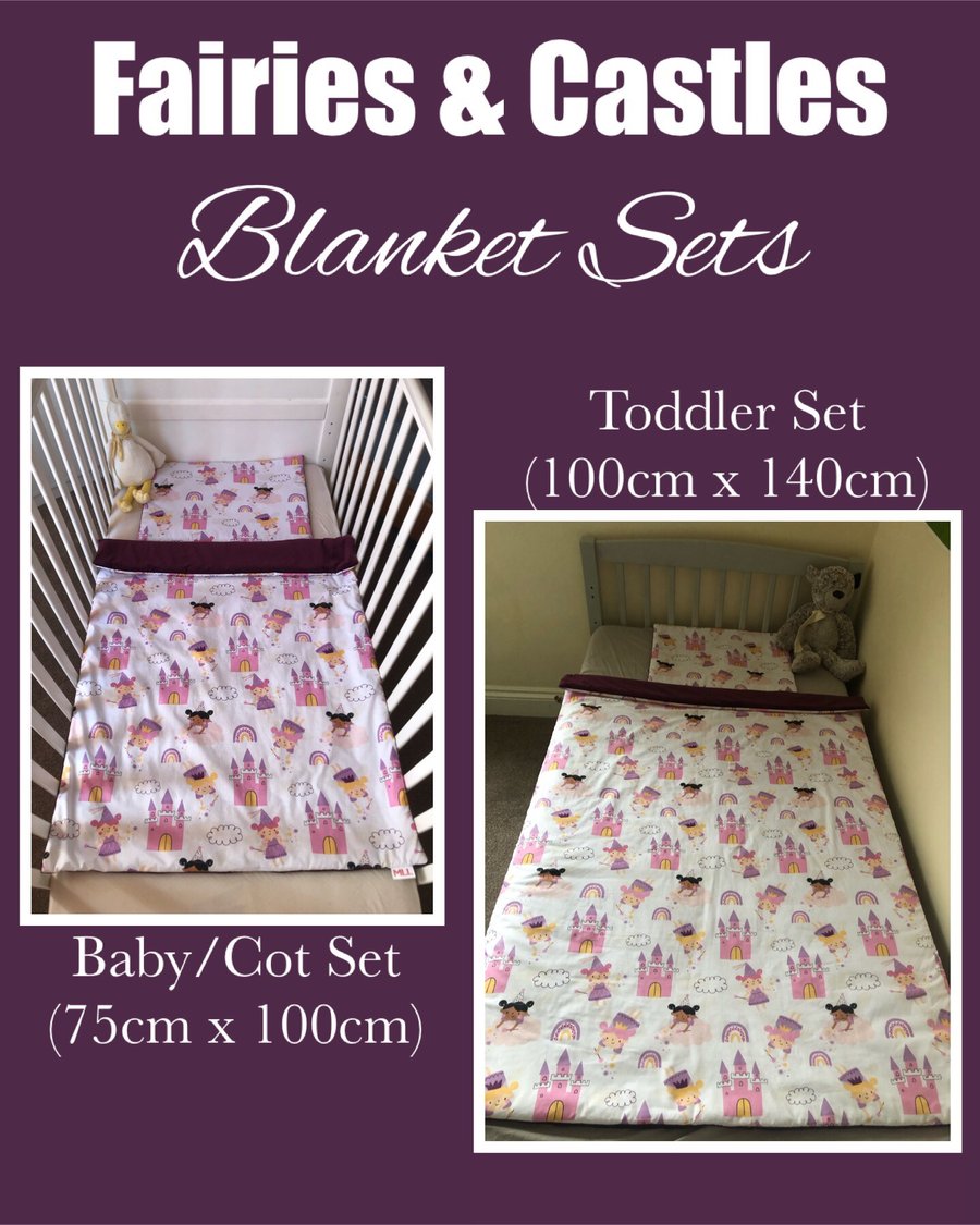 Fairies & Castles with Purple Baby & Toddler Blanket Sets
