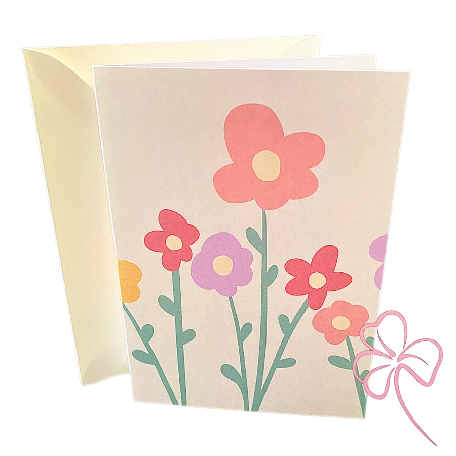 Flower Garden Blank Greetings Card