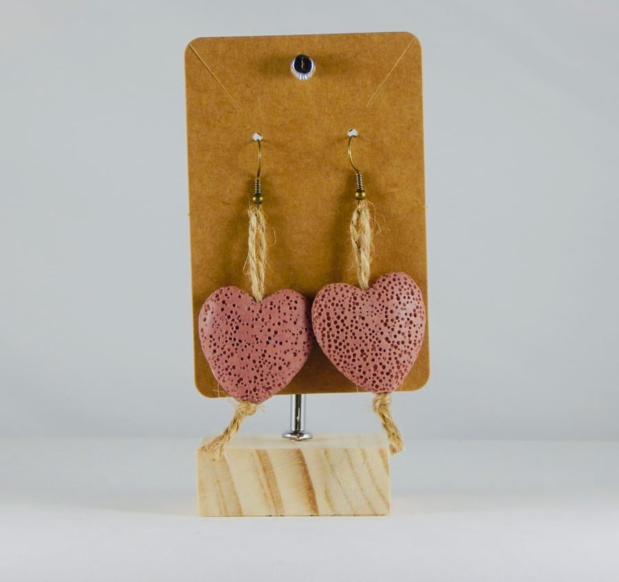 Pink heart earrings