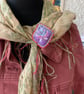 Handmade and hand painted fabric pin brooch with Lotus design  - Image 4