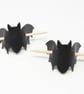 Black leather bat hair barrette - Image 2