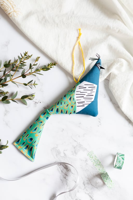 Peacock Hanging Decoration - Tail Down