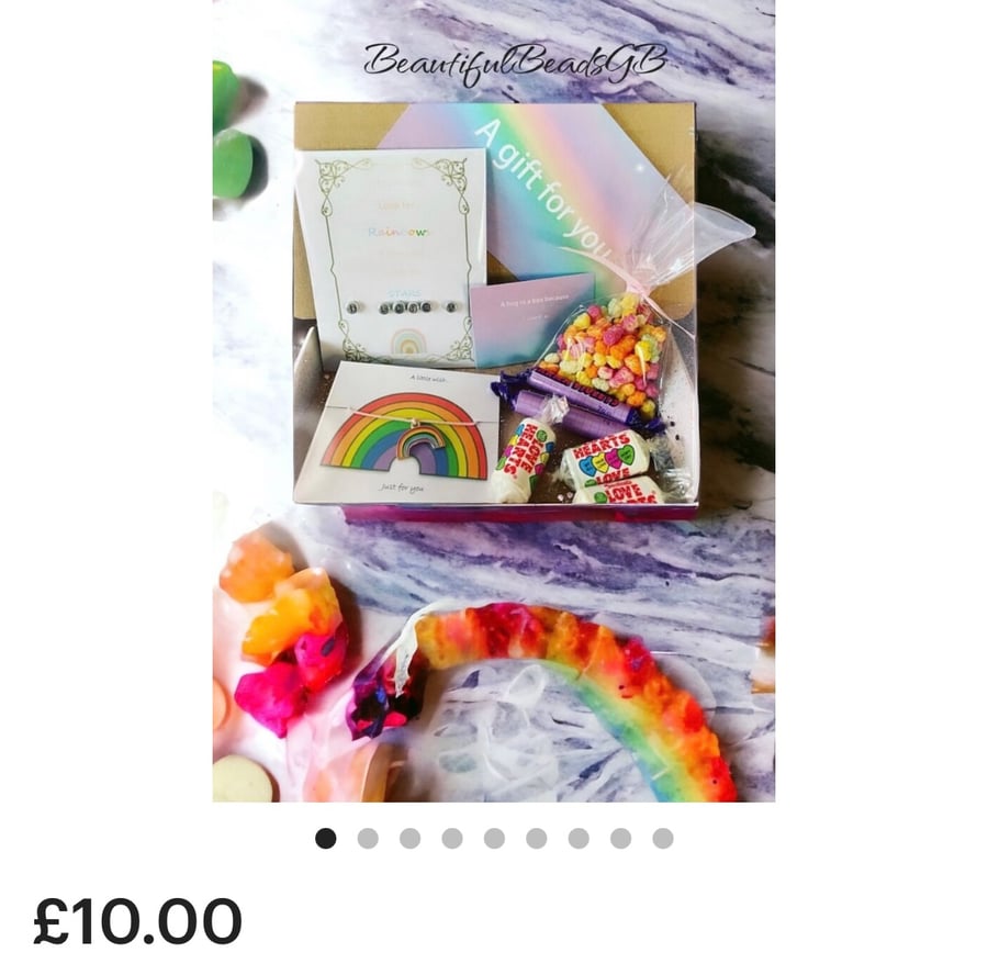 Rainbow letterbox gift set rainbow charm wish bracelet jewellery set box 