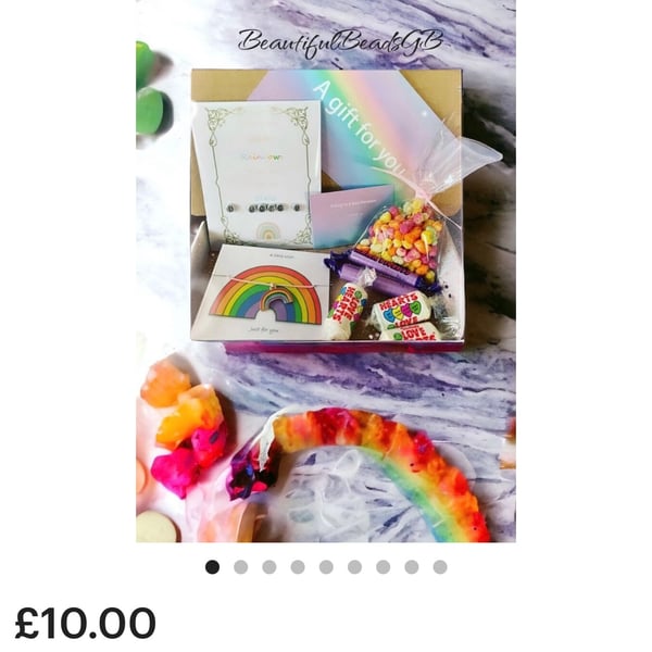 Rainbow letterbox gift set rainbow charm wish bracelet jewellery set box 