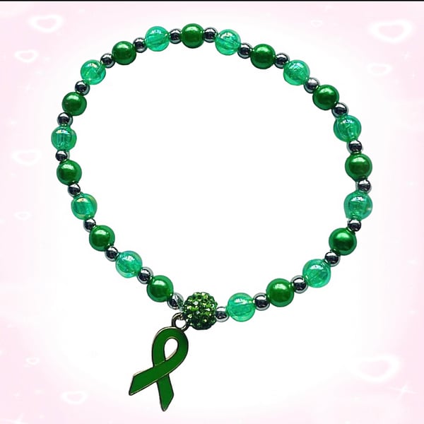 In awareness and support depression awareness shamballa bracelet green ribbon 