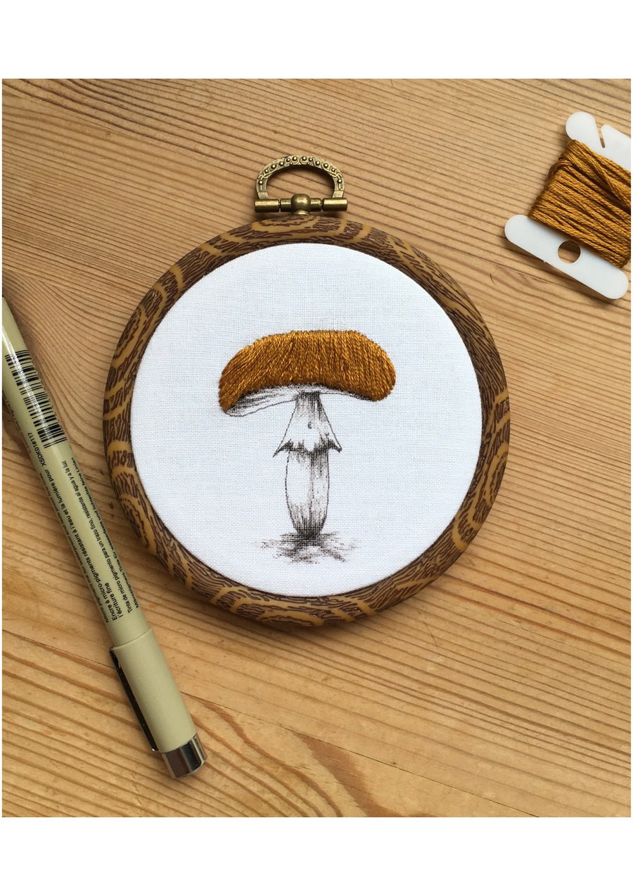 Toadstool - 4" handmade embroidery