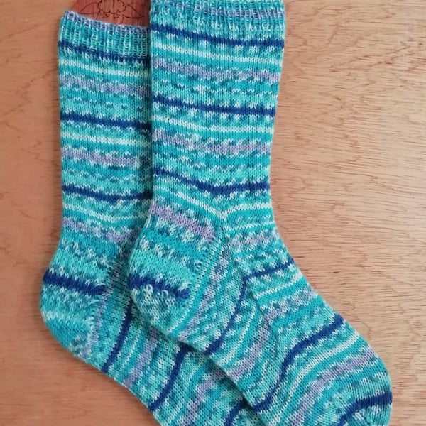Socks, hand knitted, SMALL, adult size 4-5