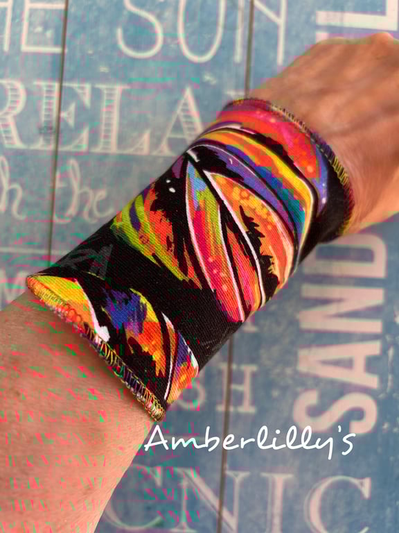 Wide wrist cover in bold shades single layer  slip on bracelet 