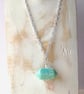 Sea Blue Amazonite Gemstone T-Bar Silver Chain Necklace - Image 3