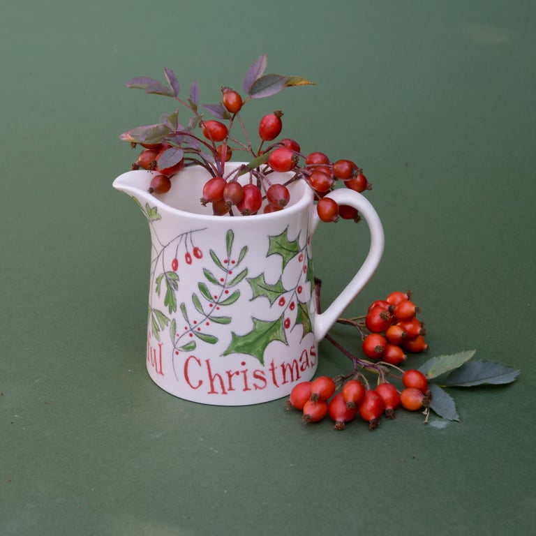 Winter Berries Milk Jug with wording - Sale