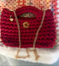 Handmade Wine Red Box Bag with Gold Chain - Image 1