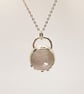 Morganite Silver Textured Pendant Necklace  - Image 4