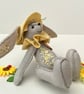 Handmade rabbit doll, embroidered bunny, rabbit teddy for collectors