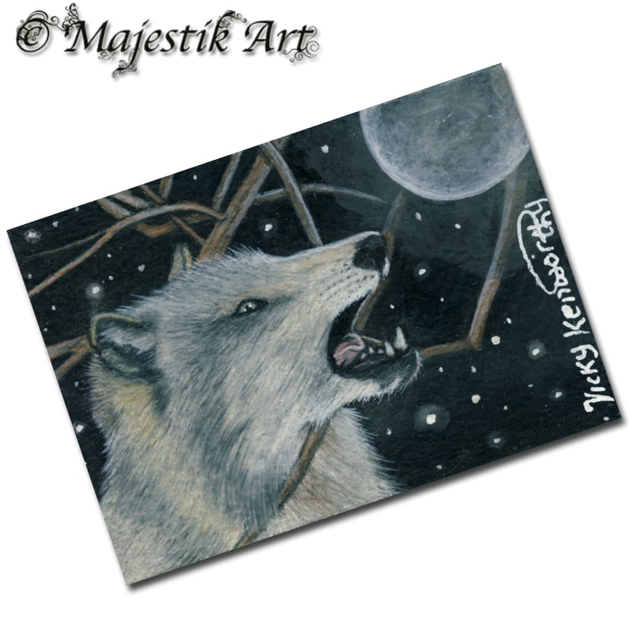 Archival ACEO Wolf Print 'Bad day' By V Kenworthy