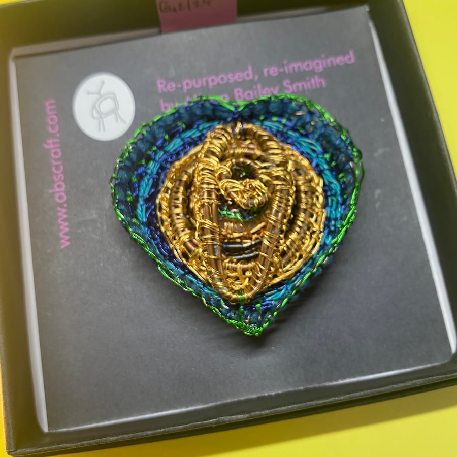Heart brooch - sustainable jewellery
