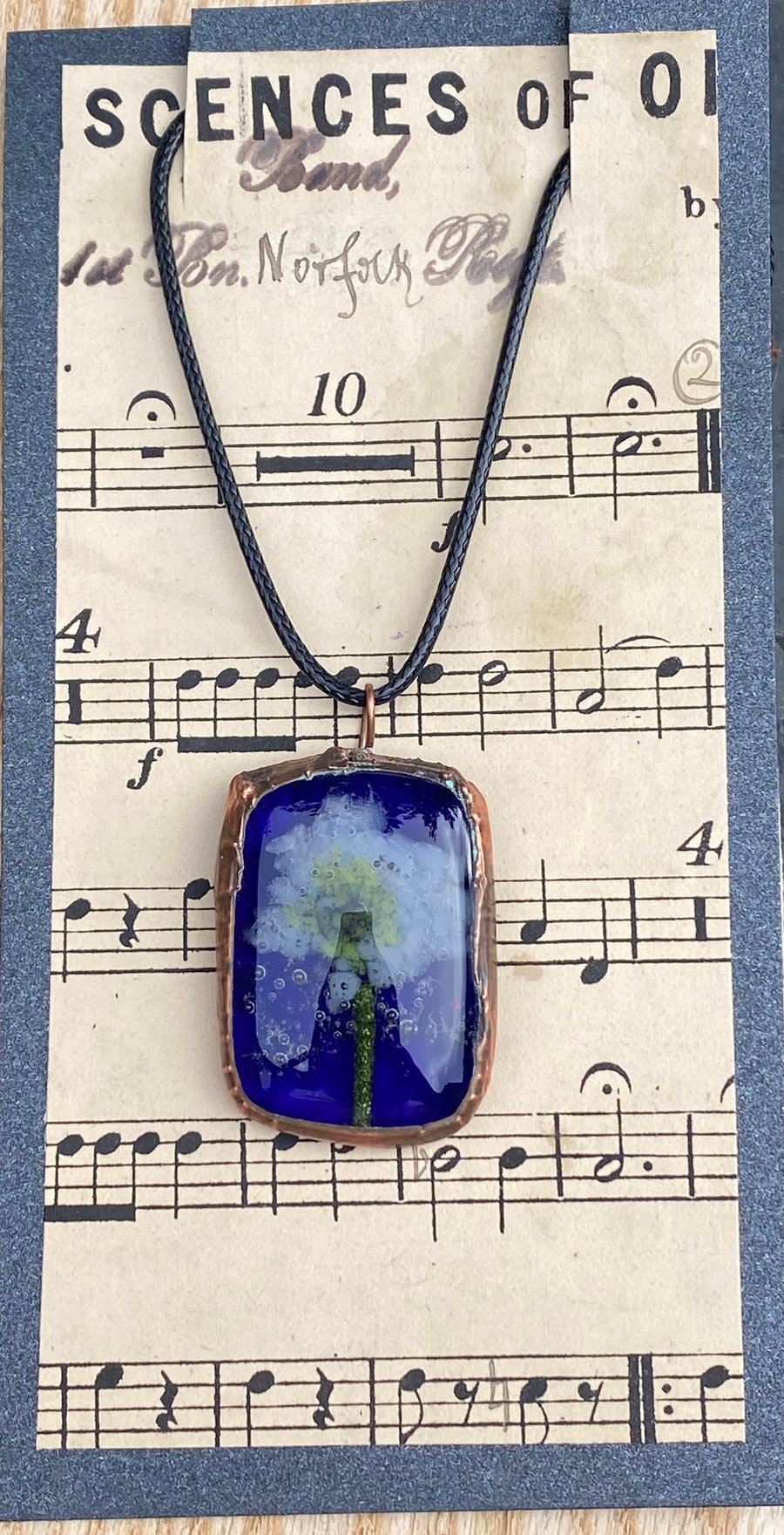 Daisy Fused Glass and Copper Pendant