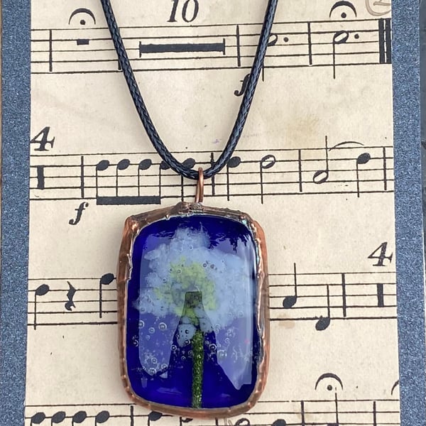 Daisy Fused Glass and Copper Pendant